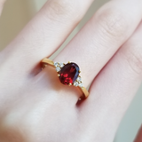 1.35 CT Oval Cut Cluster January-Garnet Birthstone Engagement Ring