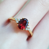 1.35 CT Oval Cut Cluster January-Garnet Birthstone Engagement Ring