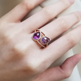 2.27 TCW Pear Cut Toi Et Moi Halo & Pave February-Amethyst Birthstone Engagement Ring