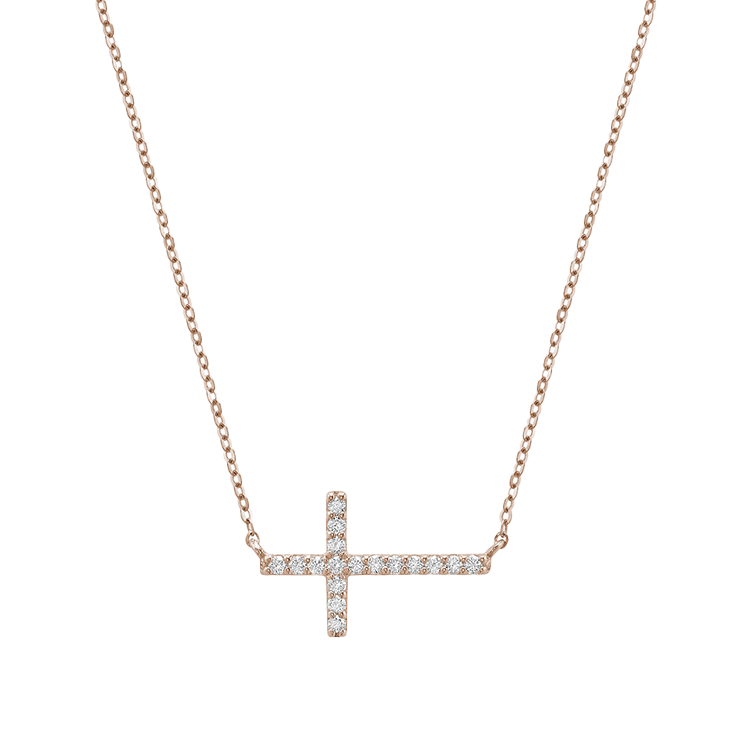 0.07 TCW Round Lab-Grown Diamond Cross Necklace 2