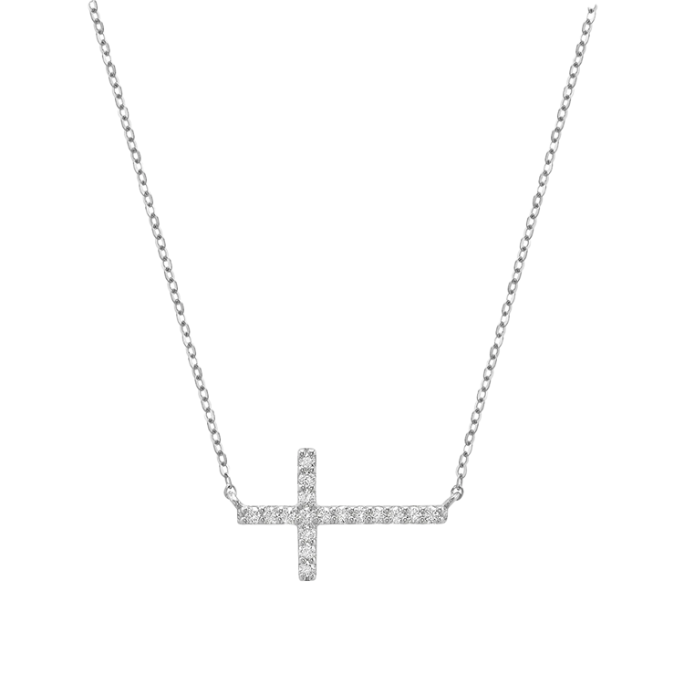 0.07 TCW Round Lab-Grown Diamond Cross Necklace 1