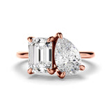 3.5 TCW Emerald & Pear Cut Toi Et Moi Lab-Grown Diamond Engagement Ring