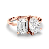 3.5 TCW Emerald & Pear Cut Toi Et Moi Lab-Grown Diamond Engagement Ring