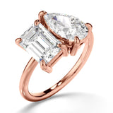 3.5 TCW Emerald & Pear Cut Toi Et Moi Lab-Grown Diamond Engagement Ring