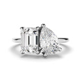 3.5 TCW Emerald & Pear Cut Toi Et Moi Lab-Grown Diamond Engagement Ring