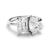 3.5 TCW Emerald & Pear Cut Toi Et Moi Lab-Grown Diamond Engagement Ring