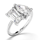 3.5 TCW Emerald & Pear Cut Toi Et Moi Lab-Grown Diamond Engagement Ring