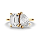 3.5 TCW Emerald & Pear Cut Toi Et Moi Lab-Grown Diamond Engagement Ring
