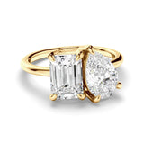 3.5 TCW Emerald & Pear Cut Toi Et Moi Lab-Grown Diamond Engagement Ring