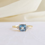 0.87 CT Cushion Cut Cluster December-Blue Topaz Birthstone Engagement Ring