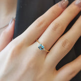 0.87 CT Cushion Cut Cluster December-Blue Topaz Birthstone Engagement Ring