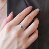 0.87 CT Cushion Cut Cluster December-Blue Topaz Birthstone Engagement Ring