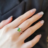 1.52 CT Cushion Cut Three Stone August-Peridot Birthstone Engagement Ring