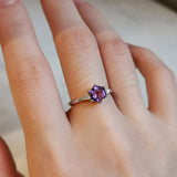 1.03 CT Hexagon Cut Three Stone February-Amethyst Birthstone Engagement Ring