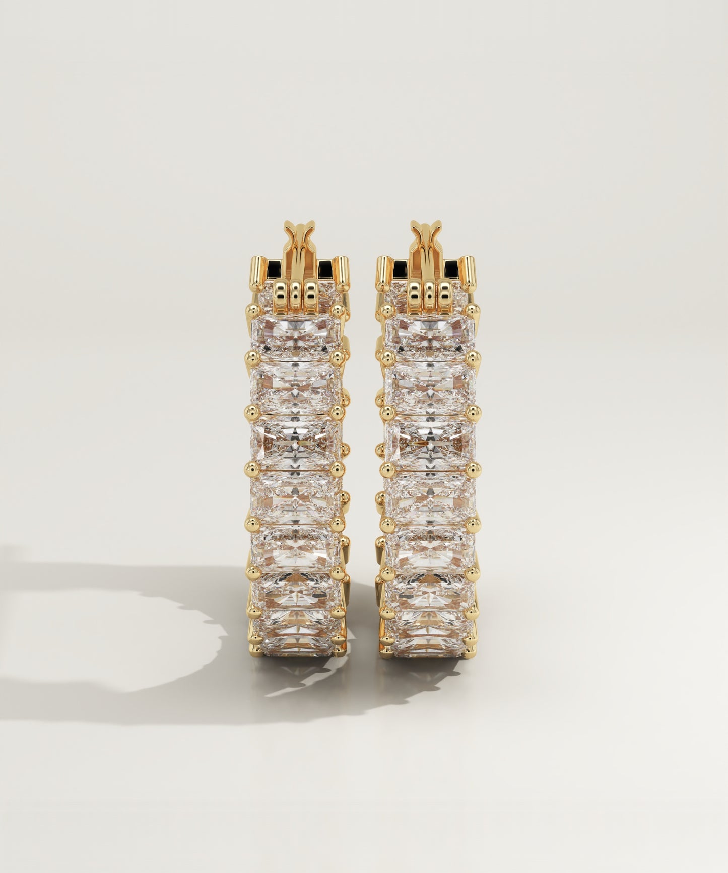 2 TCW Radiant Lab-Grown Diamond Hoop Earrings