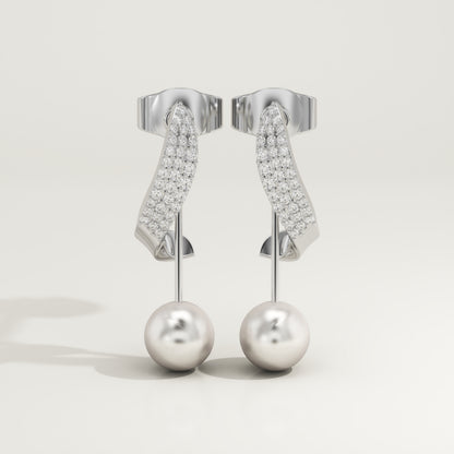 0.2 TCW Round June-Pearl Birthstone Drop Earrings