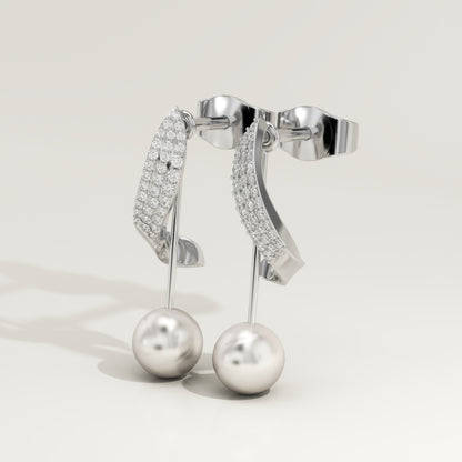 0.2 TCW Round June-Pearl Birthstone Drop Earrings