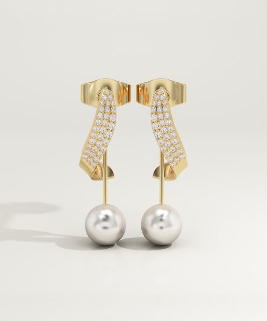 0.2 TCW Round June-Pearl Birthstone Drop Earrings