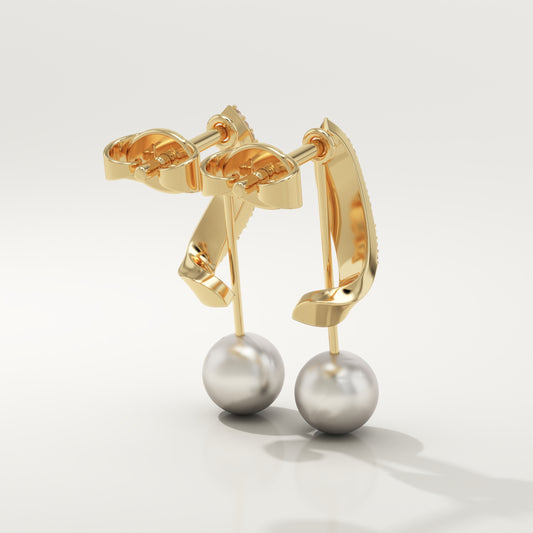 0.2 TCW Round June-Pearl Birthstone Drop Earrings