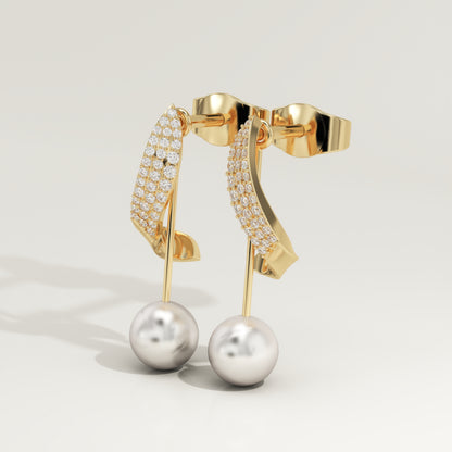 0.2 TCW Round June-Pearl Birthstone Drop Earrings
