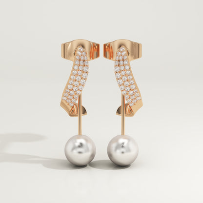0.2 TCW Round June-Pearl Birthstone Drop Earrings