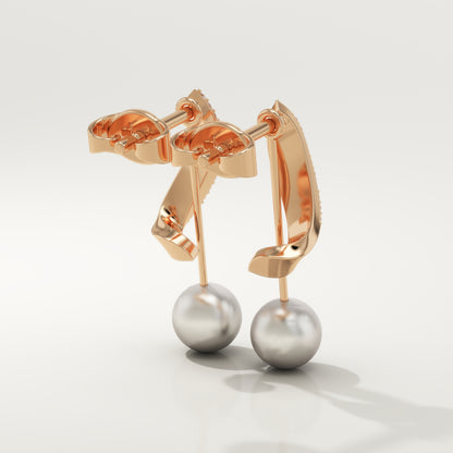 0.2 TCW Round June-Pearl Birthstone Drop Earrings