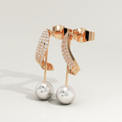 0.2 TCW Round June-Pearl Birthstone Drop Earrings