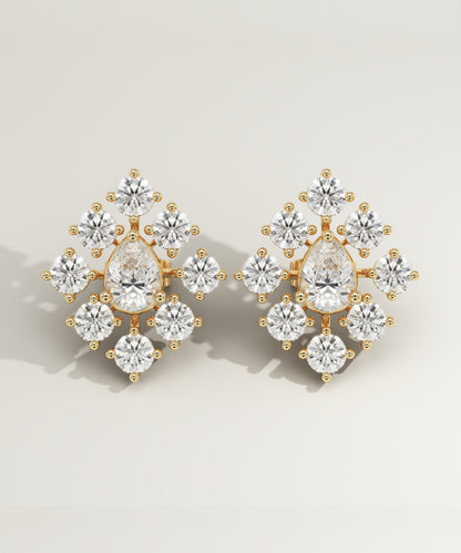 3 TCW Round & Pear Lab-Grown Diamond Stud Earrings
