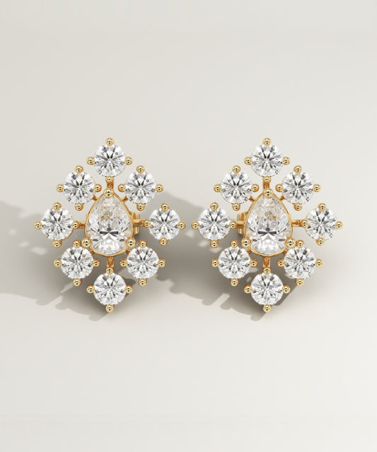 3 TCW Round & Pear Lab-Grown Diamond Stud Earrings