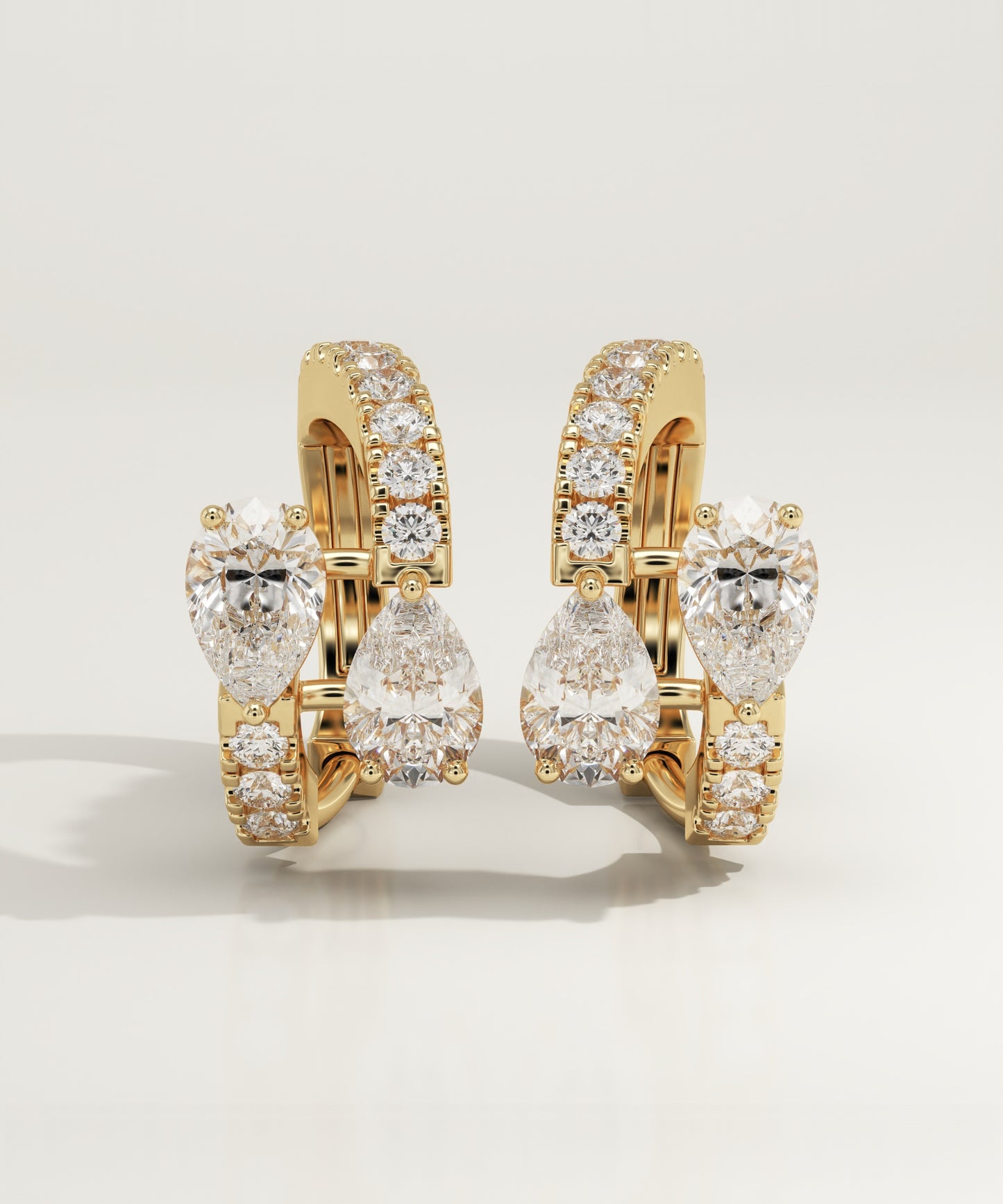 1.5 TCW Round & Pear Lab-Grown Diamond Hoop Earrings