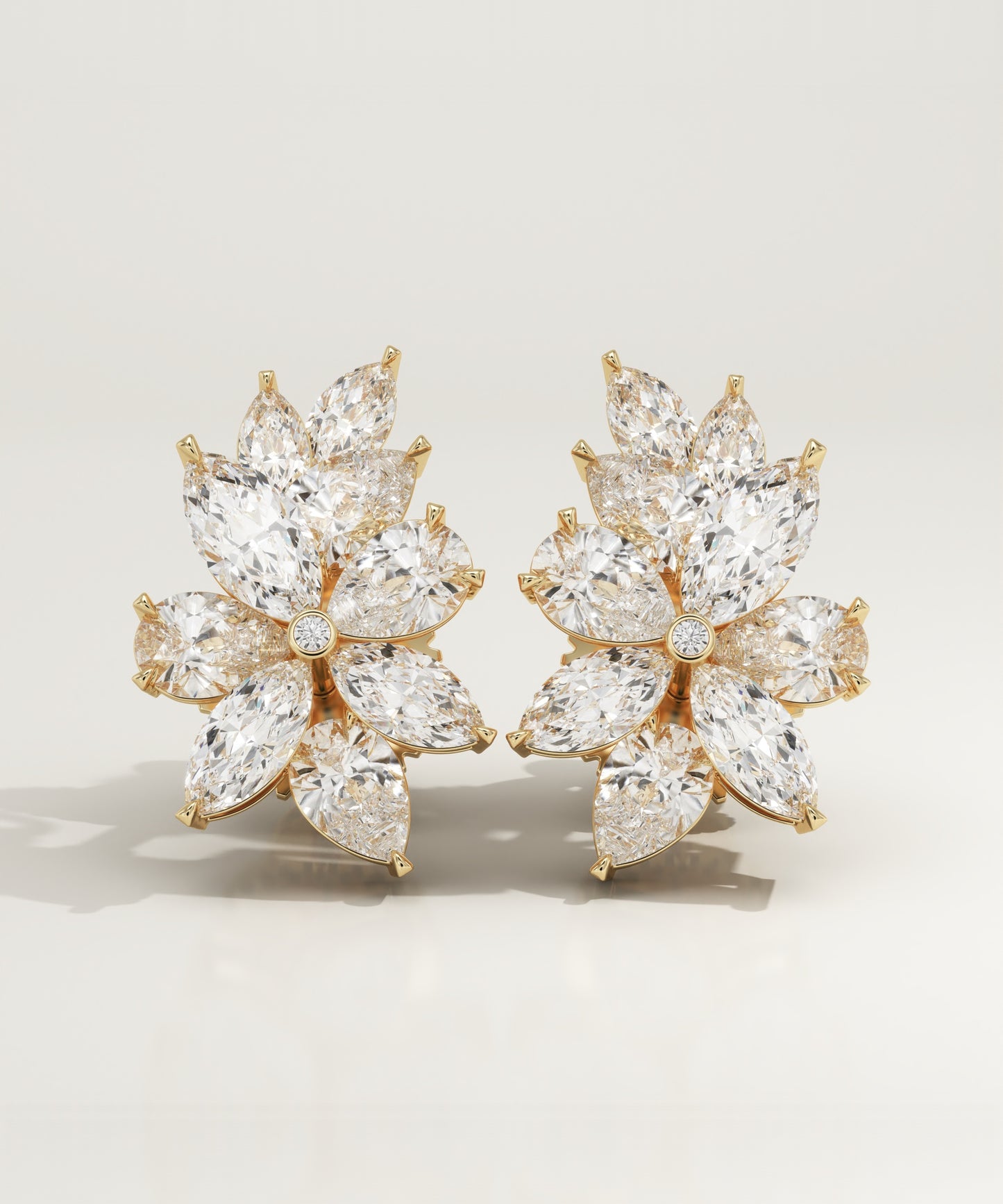 3 TCW Marquise,Pear & Round Lab-Grown Diamond Stud Earrings