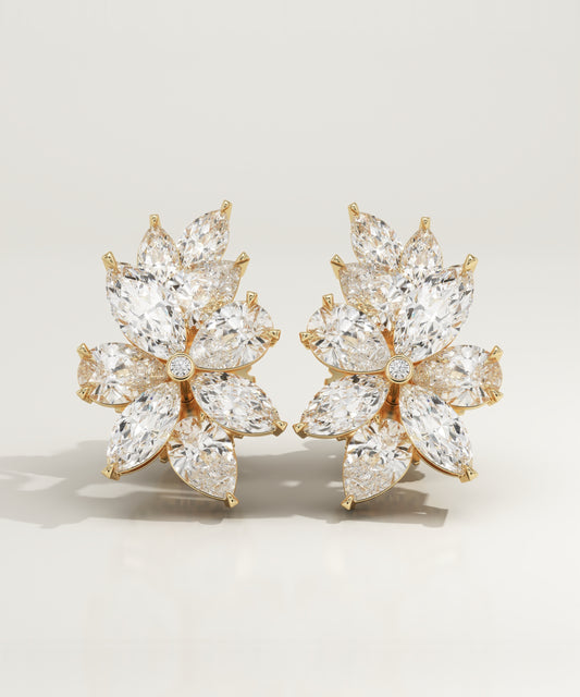 3 TCW Marquise,Pear & Round Lab-Grown Diamond Stud Earrings