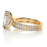 2 CT Radiant Cut Bezel & Pave Lab-Grown Diamond Bridal Set