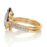 1.5 CT Pear Cut Halo & Pave Lab-Grown Diamond Bridal Set