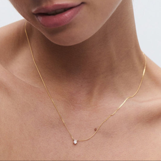 0.15 CT Oval Lab-Grown Diamond Solitaire Necklace