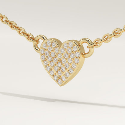 0.14 TCW Round Lab-Grown Diamond Heart Shaped Charm Necklace
