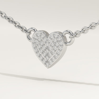 0.14 TCW Round Lab-Grown Diamond Heart Shaped Charm Necklace