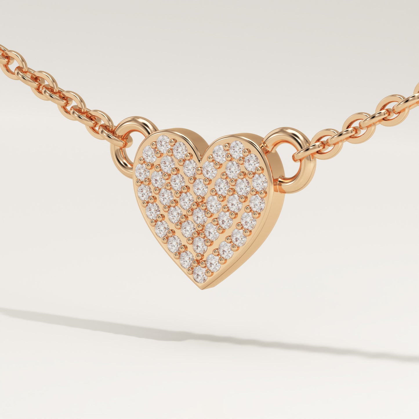 0.14 TCW Round Lab-Grown Diamond Heart Shaped Charm Necklace
