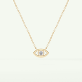 0.08 CT Round Lab-Grown Diamond Evil Eye Charm Necklace