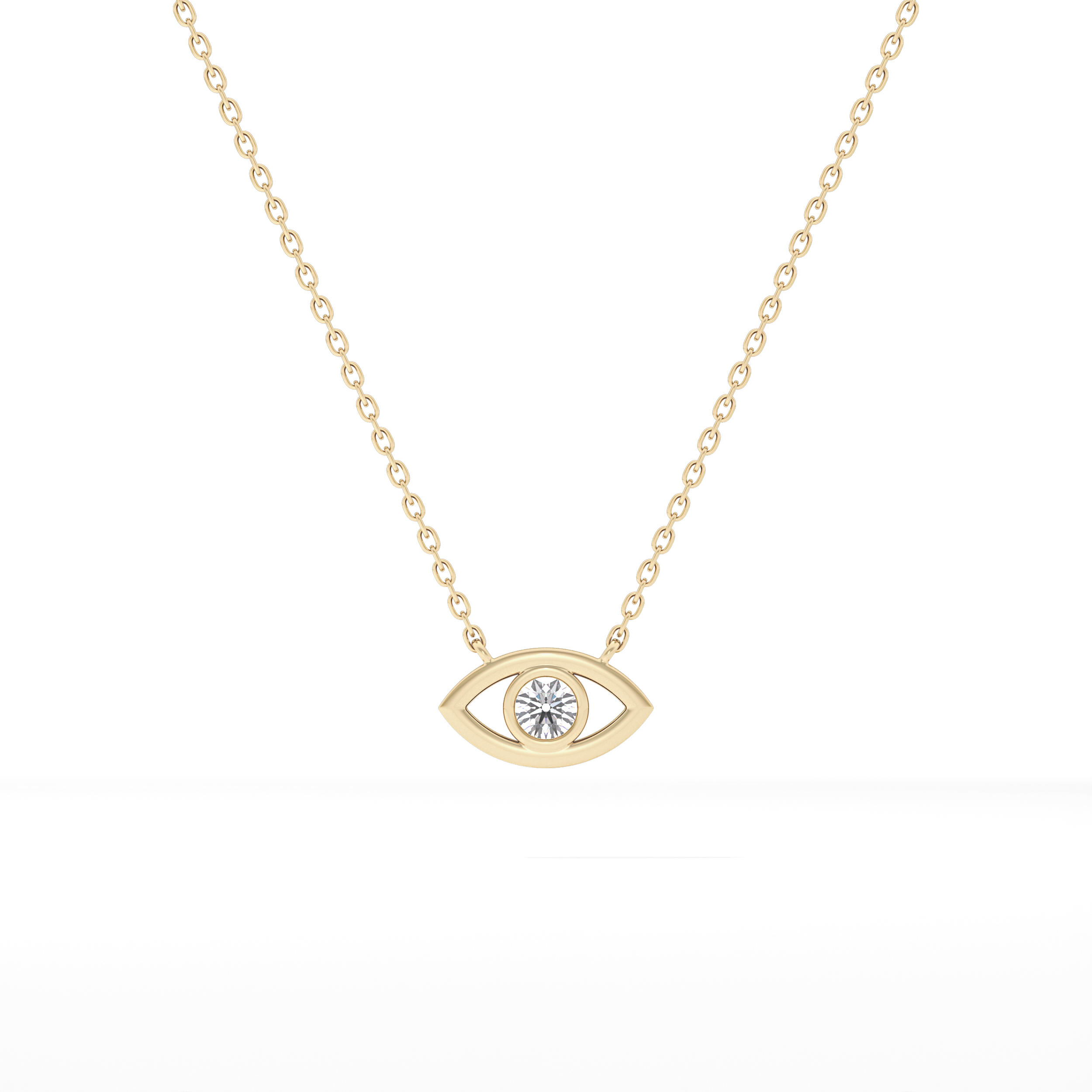 0.08 TCW Round Lab-Grown Diamond Evil Eye Charm Necklace 2