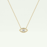 0.08 CT Round Lab-Grown Diamond Evil Eye Charm Necklace