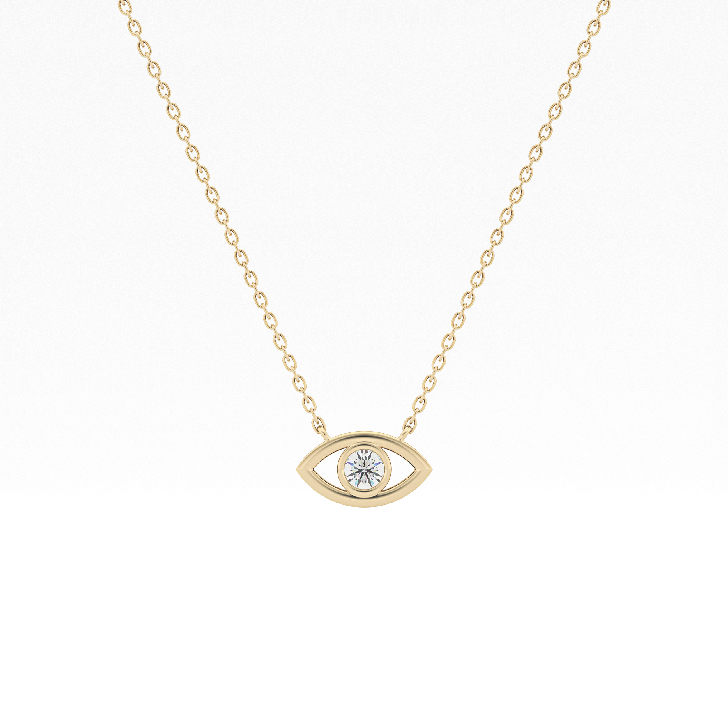 0.08 TCW Round Lab-Grown Diamond Evil Eye Charm Necklace 1