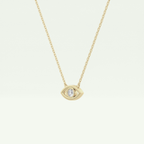 0.08 CT Round Lab-Grown Diamond Evil Eye Charm Necklace