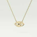 0.08 CT Round Lab-Grown Diamond Evil Eye Charm Necklace