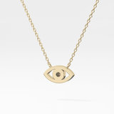 0.08 TCW Round Lab-Grown Diamond Evil Eye Charm Necklace 5