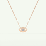 0.08 CT Round Lab-Grown Diamond Evil Eye Charm Necklace
