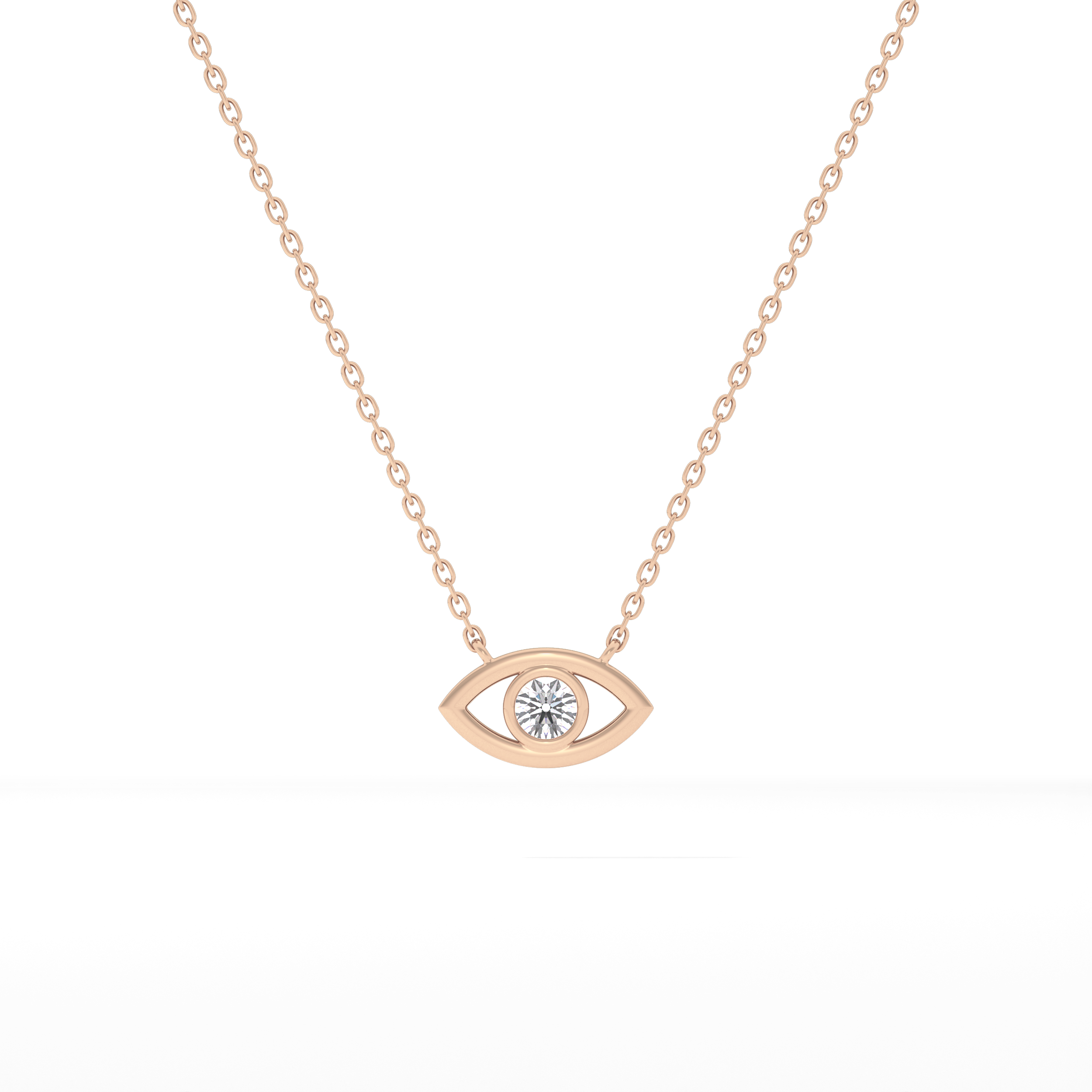0.08 TCW Round Lab-Grown Diamond Evil Eye Charm Necklace 7