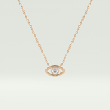 0.08 CT Round Lab-Grown Diamond Evil Eye Charm Necklace