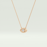 0.08 CT Round Lab-Grown Diamond Evil Eye Charm Necklace