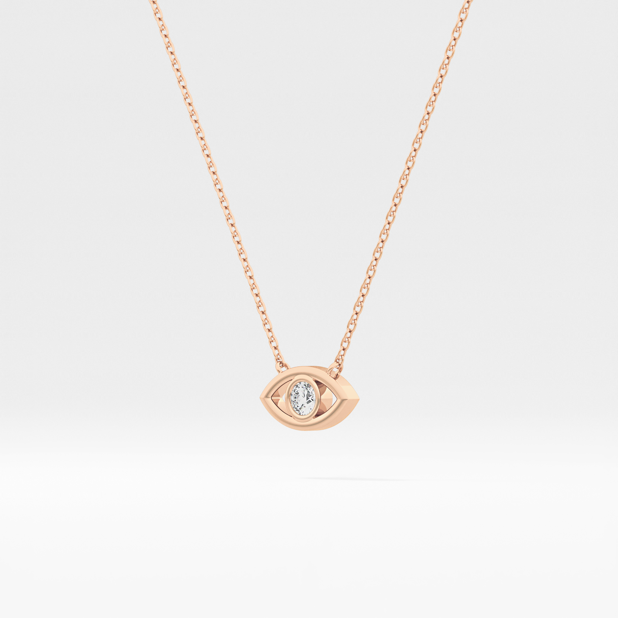 0.08 TCW Round Lab-Grown Diamond Evil Eye Charm Necklace 8